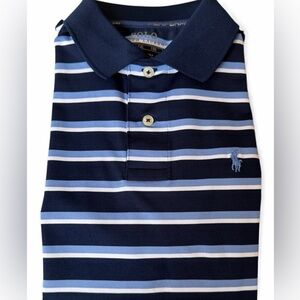 Polo Blue Navy Stripe Short Sleeve Shirt Boys Medium (10-12) NWT